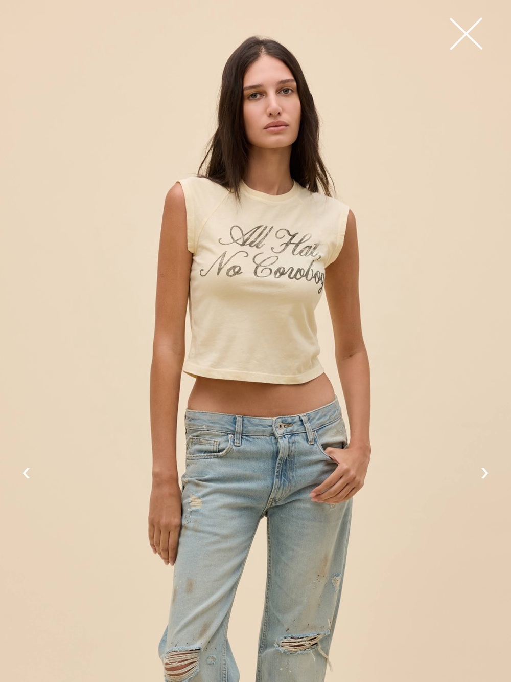 Daydreamer Cream Graphic Tee "All Hat, No Cowboy"